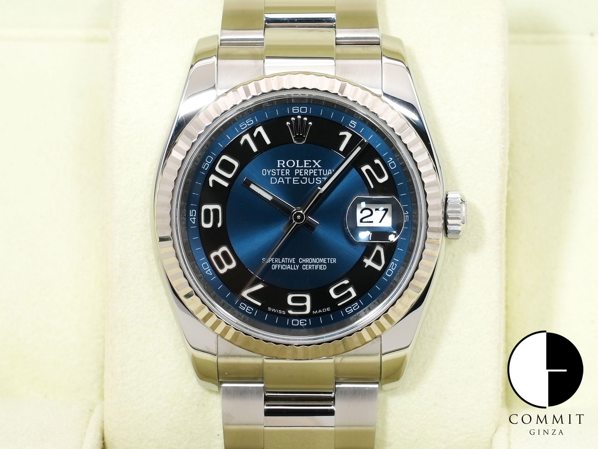 ロレックス デイトジャスト36 Ref.116234 ステンレススチール/ホワイトゴールド ブルーアラビア文字盤 中古 b8snzn4o 商品画像1