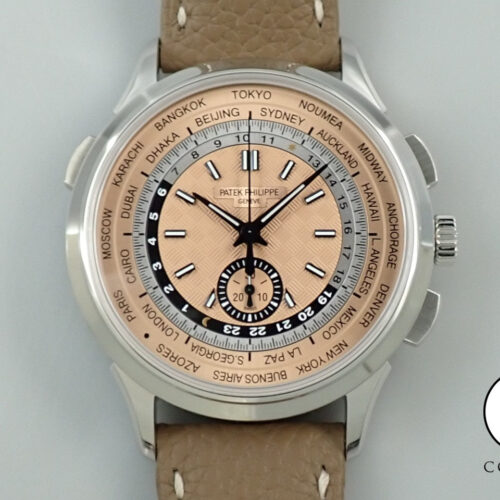 パテックフィリップ コンプリケーション ワールドタイム クロノグラフ Ref.5935A-001 ステンレススチール ローズゴールドメッキ オパーリン文字盤 商品画像1