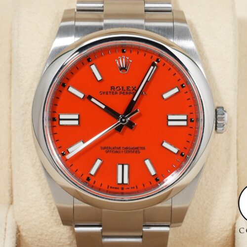 ロレックス オイスターパーペチュアル41 Ref.124300 ステンレススチール コーラルレッド文字盤 中古 biauxx9a 商品画像1