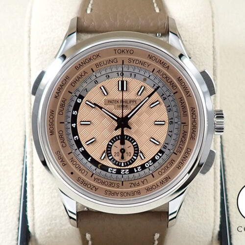 パテックフィリップ コンプリケーション ワールドタイム クロノグラフ Ref.5935A-001 ステンレススチール ローズゴールドメッキ オパーリン文字盤 商品画像1