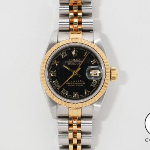 ロレックス デイトジャスト TIFFANY＆CO. Ref.69173 ステンレススチール/イエローゴールド ブラックピラミッドローマン文字盤 ジュビリーブレスレット 中古 eou9xf7h 商品画像1