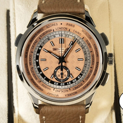 パテックフィリップ コンプリケーション ワールドタイム クロノグラフ Ref.5935A-001 ステンレススチール ローズゴールドメッキ オパーリン文字盤 商品画像1