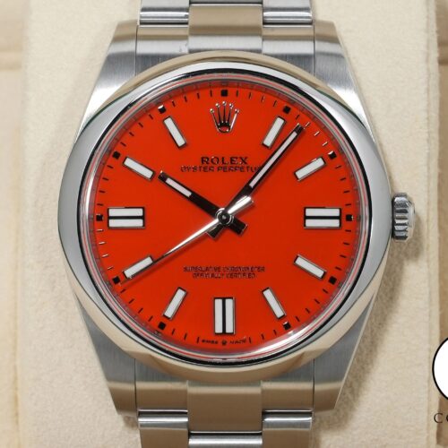 ロレックス オイスターパーペチュアル41 Ref.124300 ステンレススチール コーラルレッド文字盤 中古 rcbtv744 商品画像1
