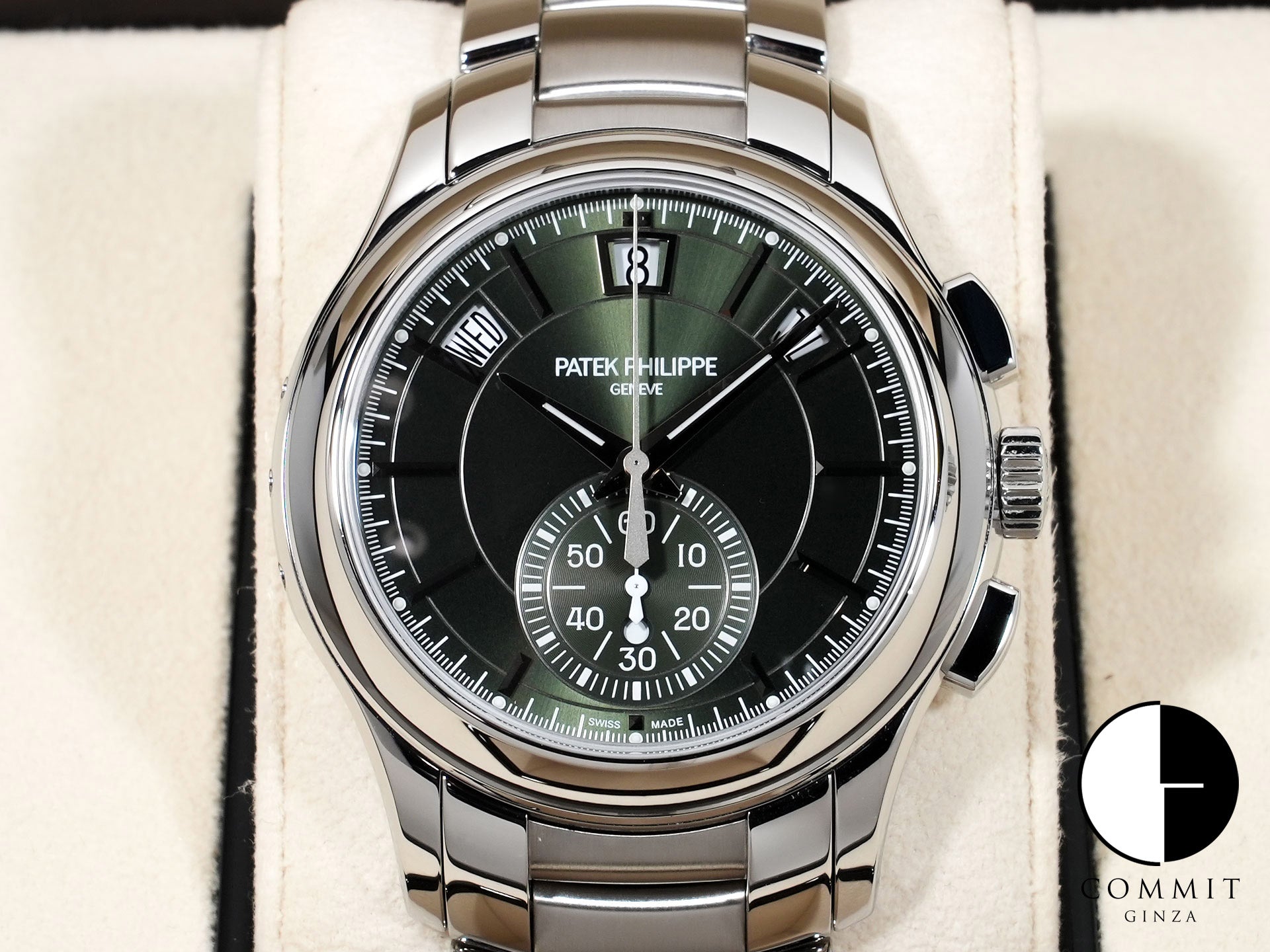 パテックフィリップ アニュアルカレンダー クロノグラフ Ref.5905/1A-001 ステンレススチール オリーブグリーン ソレイユ文字盤 美中古 ru8gg3p9 商品画像1
